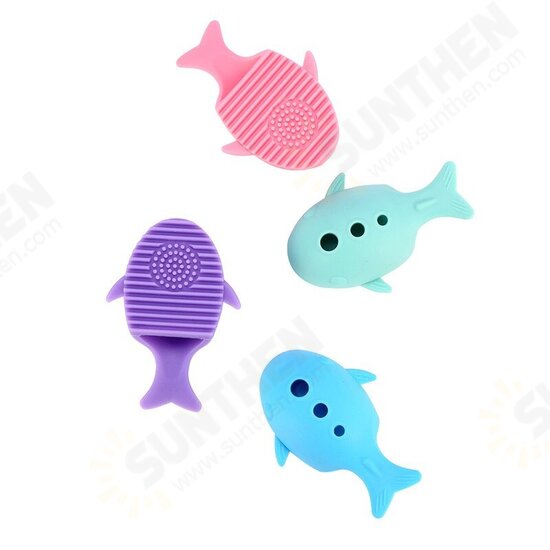 4 Colors Cute Malfunctional Whale Shaped Silicone Makeup Brushes Cleaning Washing Holder Tools