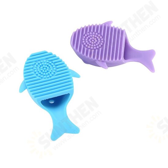 4 Colors Cute Malfunctional Whale Shaped Silicone Makeup Brushes Cleaning Washing Holder Tools