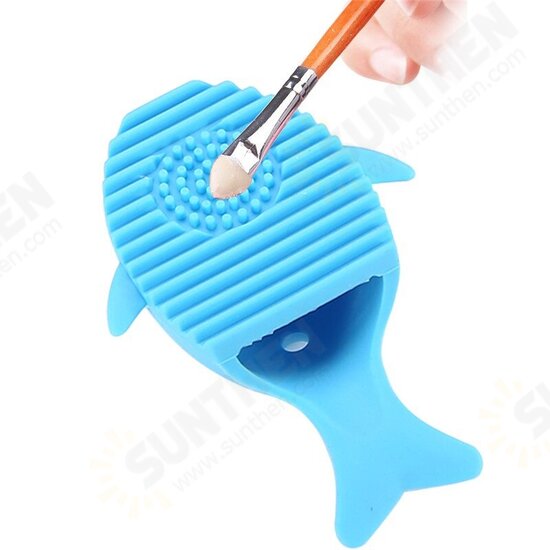 4 Colors Cute Malfunctional Whale Shaped Silicone Makeup Brushes Cleaning Washing Holder Tools