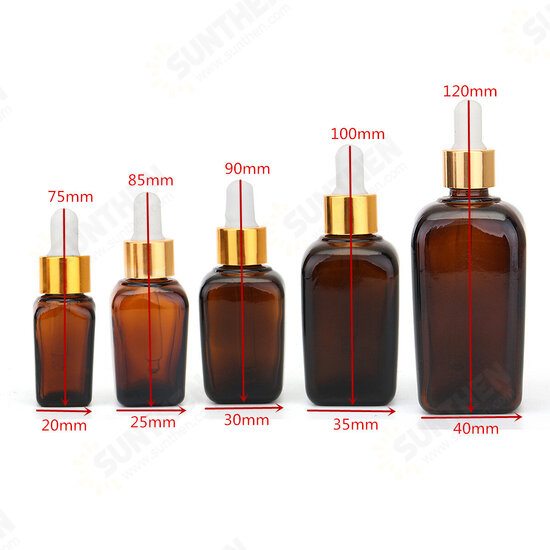 5Pcs Amber Glass Liquid Pipette Perfume Bottles Essential Oil Toner Bottle Reusable Bottle