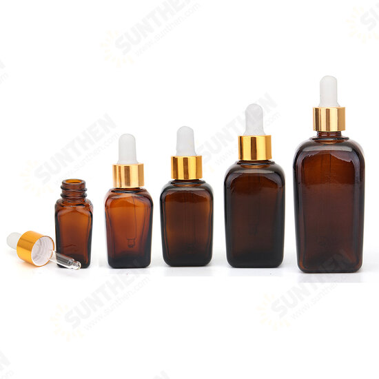 5Pcs Amber Glass Liquid Pipette Perfume Bottles Essential Oil Toner Bottle Reusable Bottle