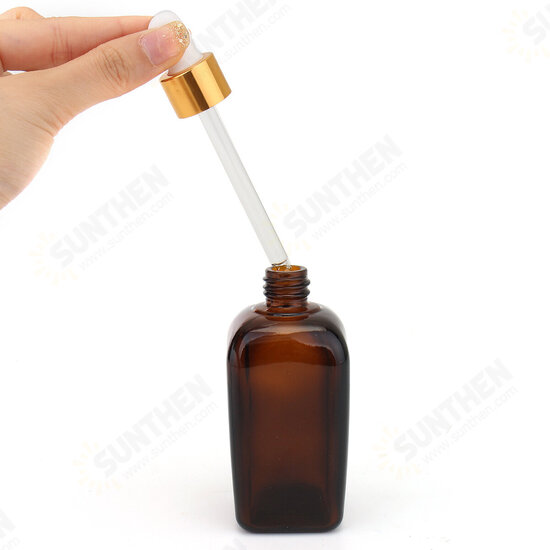 5Pcs Amber Glass Liquid Pipette Perfume Bottles Essential Oil Toner Bottle Reusable Bottle