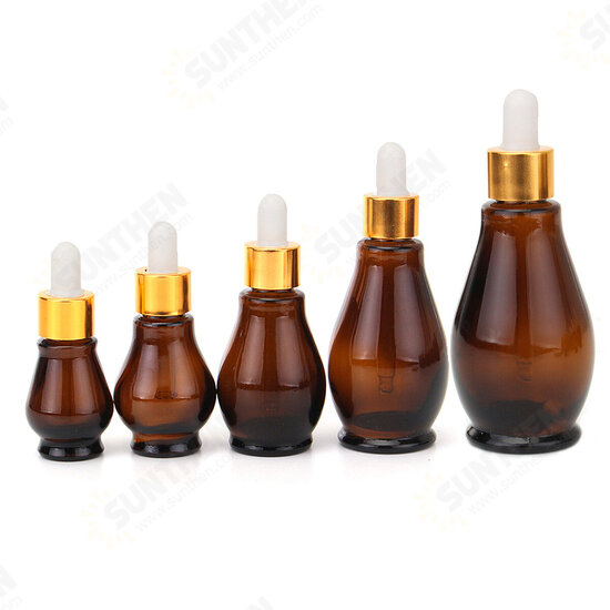 5Pcs Amber Glass Pipette Eye Dropper Bottles for Aromatherapy Essential Oil Perfume Toner