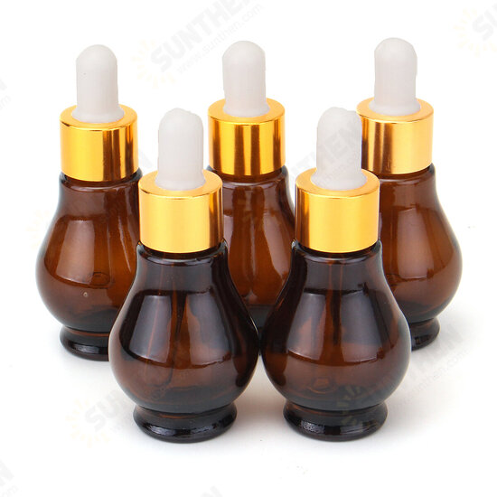 5Pcs Amber Glass Pipette Eye Dropper Bottles for Aromatherapy Essential Oil Perfume Toner