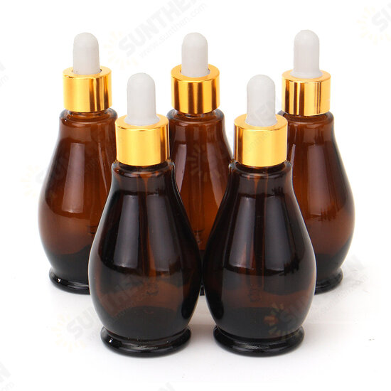 5Pcs Amber Glass Pipette Eye Dropper Bottles for Aromatherapy Essential Oil Perfume Toner