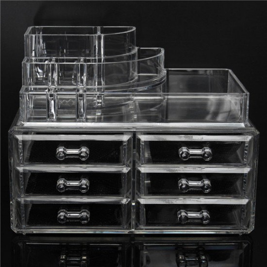 6 Drawer Clear Acrylic Make Up Organizer Drawers Cosmetic Display Holder Case Storage 2 Layer