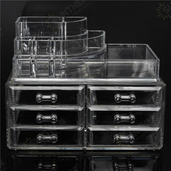 6 Drawer Clear Acrylic Make Up Organizer Drawers Cosmetic Display Holder Case Storage 2 Layer