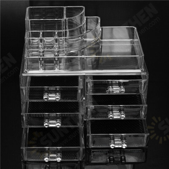 6 Drawer Clear Acrylic Make Up Organizer Drawers Cosmetic Display Holder Case Storage 2 Layer