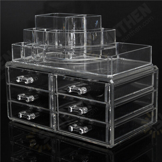 6 Drawer Clear Acrylic Make Up Organizer Drawers Cosmetic Display Holder Case Storage 2 Layer