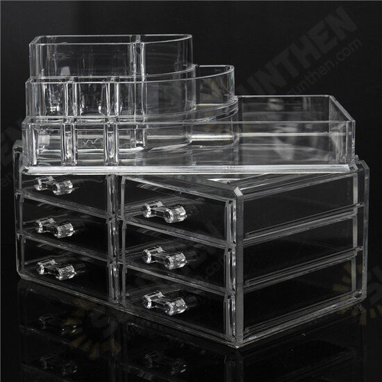 6 Drawer Clear Acrylic Make Up Organizer Drawers Cosmetic Display Holder Case Storage 2 Layer