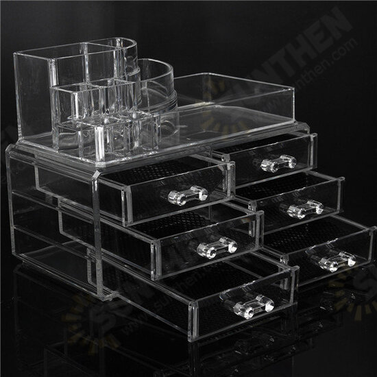 6 Drawer Clear Acrylic Make Up Organizer Drawers Cosmetic Display Holder Case Storage 2 Layer