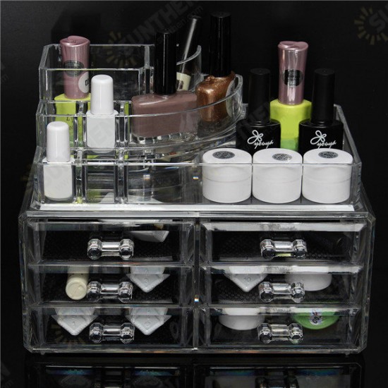 6 Drawer Clear Acrylic Make Up Organizer Drawers Cosmetic Display Holder Case Storage 2 Layer