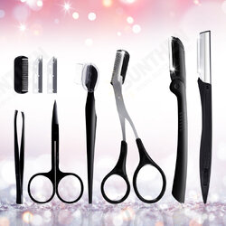 6Pcs Manual Eyebrow Trimming Tool Set Black 6Pcs Manual Eyebrow Trimming Tool Set Black