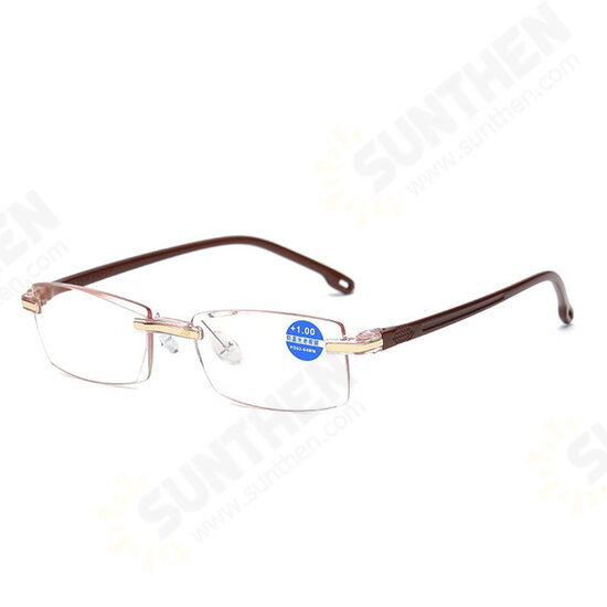 Frameless Diamond Trimming Reading Glasses Anti-blue Light Neutral Reading Glasses With Glasses Box