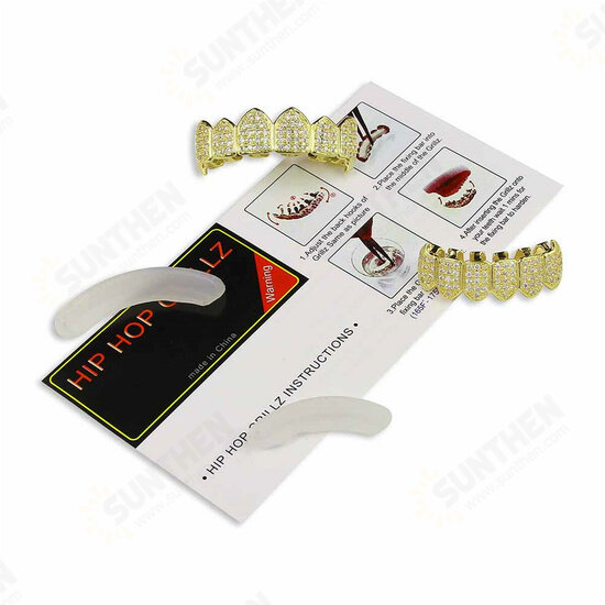 Gold Plated Glittering Diamonds Tooth Polisher Cap Bottom Mouth