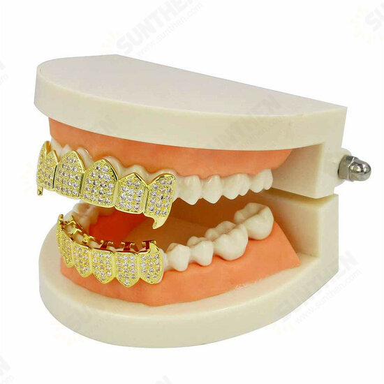 Gold Plated Glittering Diamonds Tooth Polisher Cap Bottom Mouth