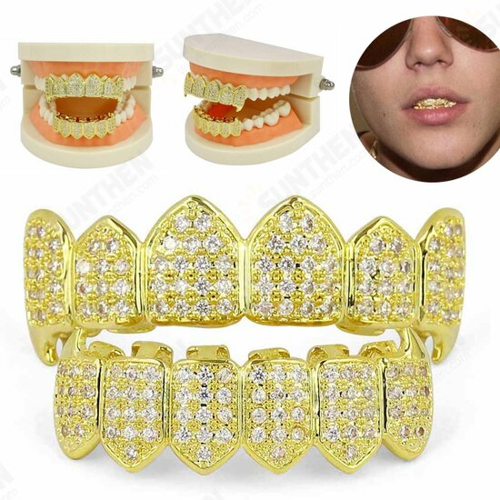 Gold Plated Glittering Diamonds Tooth Polisher Cap Bottom Mouth