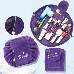 Lazy Big Capacity Cosmetic Bag Flannel Drawstring Travel Makeup Storage Bag Lazy Big Capacity Cosmetic Bag Flannel Drawstring Travel Makeup Storage Bag