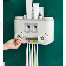 Perforation-free Wall-mounted Multifunctional Plastic Four-cup Toothbrush Holder Set Perforation-free Wall-mounted Multifunctional Plastic Four-cup Toothbrush Holder Set