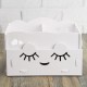 Smiling Face Cute Wooden White Makeup Organizer Neat Table Collecting Case Cosmetics Tools