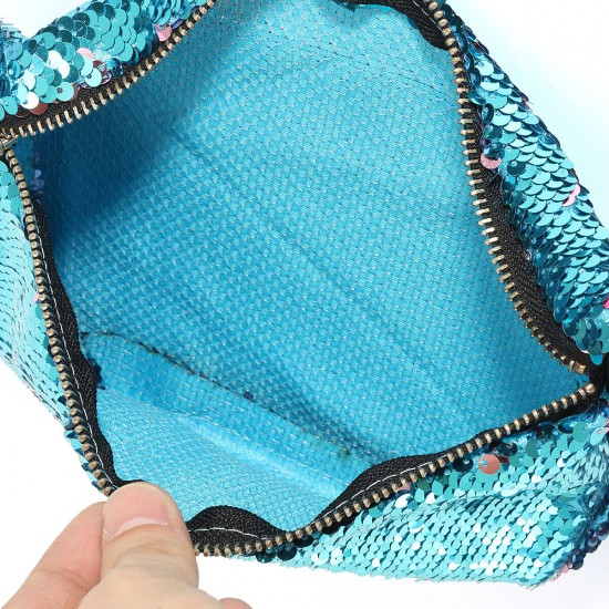 Sparkling Sequins Mermaid Makeup Bag Handbag Belt Glitter Wallet Purse Handbag Comestic Case
