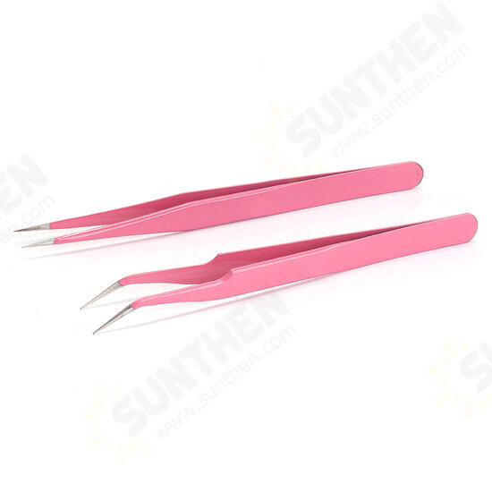 Stainless Steel Nail Nippers Straight Curved Tweezers Nail Rhinestone Paillette Glitter Picker Eye Makeup