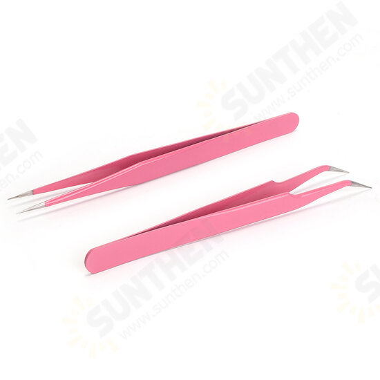 Stainless Steel Nail Nippers Straight Curved Tweezers Nail Rhinestone Paillette Glitter Picker Eye Makeup