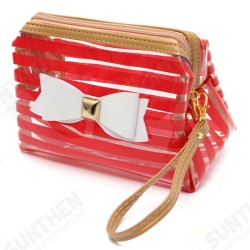 Stripe Transparent Cosmetic Bag Travel PVC Bow Tie Make Up Organizer Case Stripe Transparent Cosmetic Bag Travel PVC Bow Tie Make Up Organizer Case