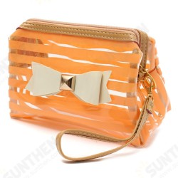 Stripe Transparent Cosmetic Bag Travel PVC Bow Tie Make Up Organizer Case Stripe Transparent Cosmetic Bag Travel PVC Bow Tie Make Up Organizer Case