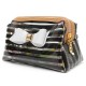 Stripe Transparent Cosmetic Bag Travel PVC Bow Tie Make Up Organizer Case