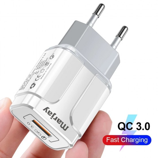 18W QC3.0 USB Charger Fast Charging for Samsung Galaxy S21 Note S20 ultra Huawei Mate40 P50 OnePlus 9 Pro