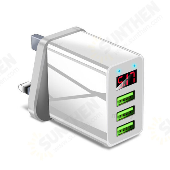 3.1A LED Display 3 Ports Fast Charging Smart USB Universal Wall Charger EU US UK Plug for iPhone 11 Pro Max for Samsung S10 K30 Tablet LG 3.1A LED Display 3 Ports Fast Charging Smart USB Universal Wall Charger EU US UK Plug for iPhone 11 Pro Max for Samsung S10 K30 Tablet LG