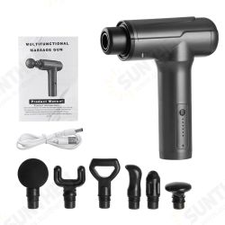 6 Speed USB Electric Fasic Massage Guns Deep Tissue Percussion Massager Muscle Vibrating Relaxing Pain Relief Device W/ 6 Heads 6 Speed USB Electric Fasic Massage Guns Deep Tissue Percussion Massager Muscle Vibrating Relaxing Pain Relief Device W/ 6 Heads