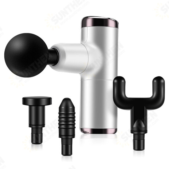 Mini Deep Tissue Massage Guns Electric Percussive Muscle Vibration Pain Relief Massager W/ 4pcs Massage Heads