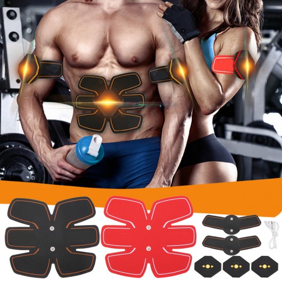 Unisex Abdominal Toning Arm Muscle Stimulator Belt EMS Training Body Exercise Trainer Toner ABS Fitness Set