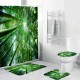 4 Pcs/Set Shower Curtain Waterproof Bathroom Bath Mat Rug Toilet Lid Cover Home