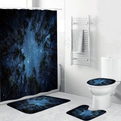 4 Pcs/Set Shower Curtain Waterproof Bathroom Bath Mat Rug Toilet Lid Cover Home 4 Pcs/Set Shower Curtain Waterproof Bathroom Bath Mat Rug Toilet Lid Cover Home