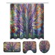 Colorful Dreamy Tree Pattern Bathroom Waterproof Shower Curtain Floor Mat Pedestal Rug Toilet Lid Cover Bath Mat