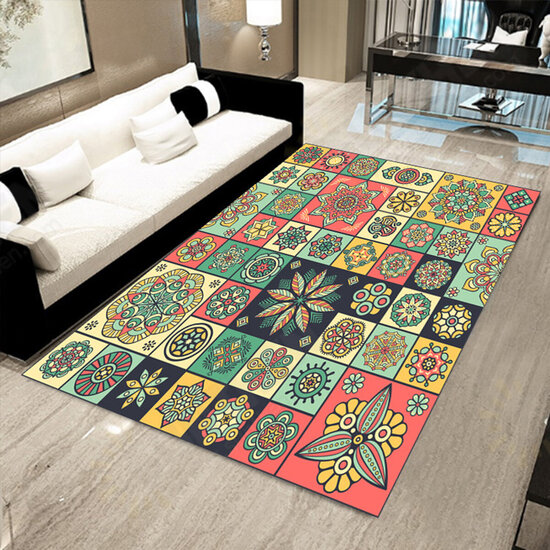 Polyester Carpet Rug Bedside Rug Geometric Floor Mat Living Room Bedroom Carpet for Home Decor