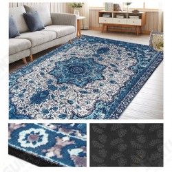 Premium Large Floor Rug Navy Blue Super Soft Print Traditional Persian Carpet Premium Large Floor Rug Navy Blue Super Soft Print Traditional Persian Carpet