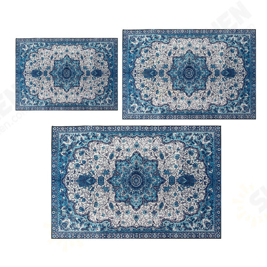 Premium Large Floor Rug Navy Blue Super Soft Print Traditional Persian Carpet