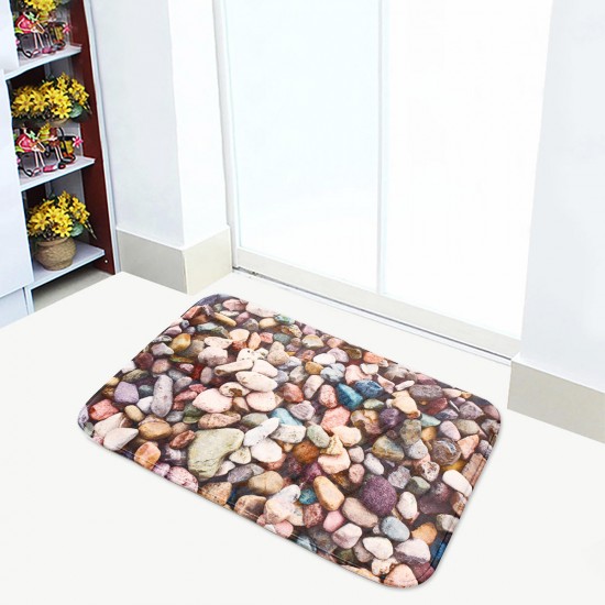 Stones Soft Flannel Kitchen Living Room Floor Mat Rug Non-slip Door Mat Carpet
