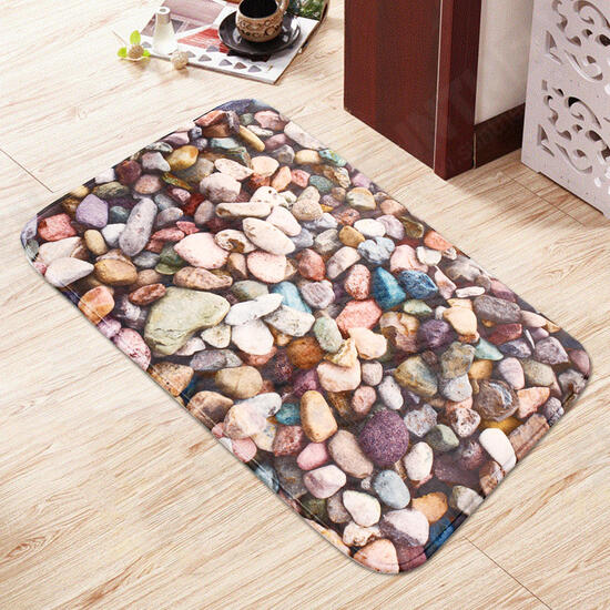 Stones Soft Flannel Kitchen Living Room Floor Mat Rug Non-slip Door Mat Carpet