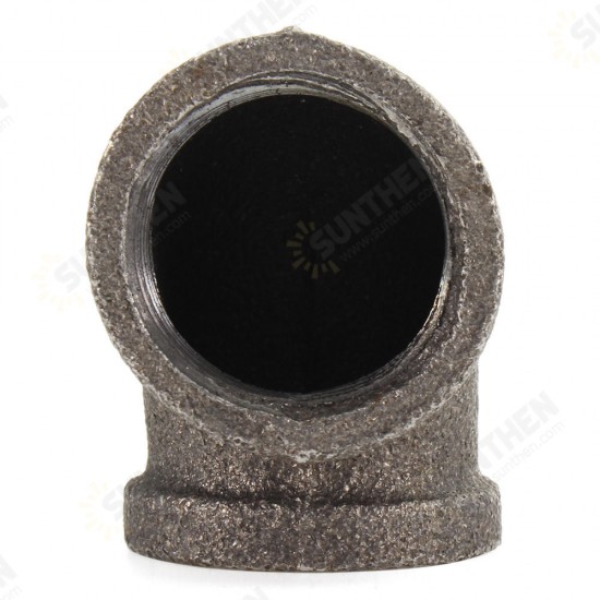 1/2 Inch 4/3 Inch Black 90 degree Malleable Iron Pipe Threaded Elbow For DIY Flange Fittings Bracket