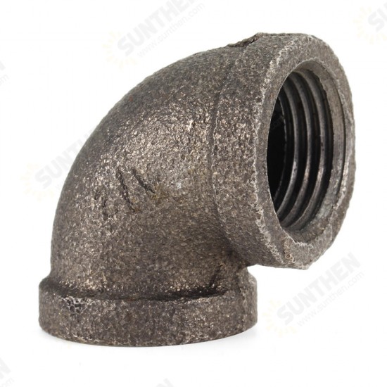 1/2 Inch 4/3 Inch Black 90 degree Malleable Iron Pipe Threaded Elbow For DIY Flange Fittings Bracket