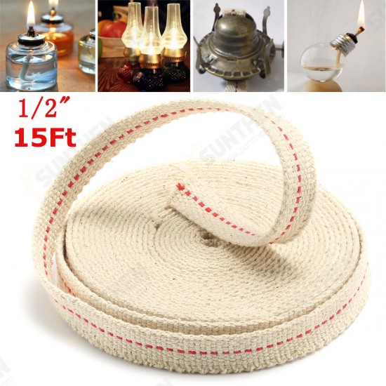 1/2 Inch Flat Cotton Wick 15 Foot Oil Lamps and Lanterns Cotton Wick 4.5M Length