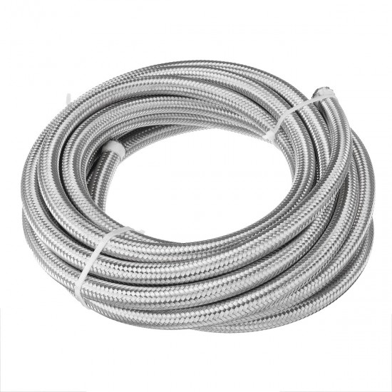 20FT AN6 AN8 Fuel Hose Oil Gas Line Nylon Stainless Steel Braided Silver Black