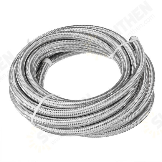 20FT AN6 AN8 Fuel Hose Oil Gas Line Nylon Stainless Steel Braided Silver Black