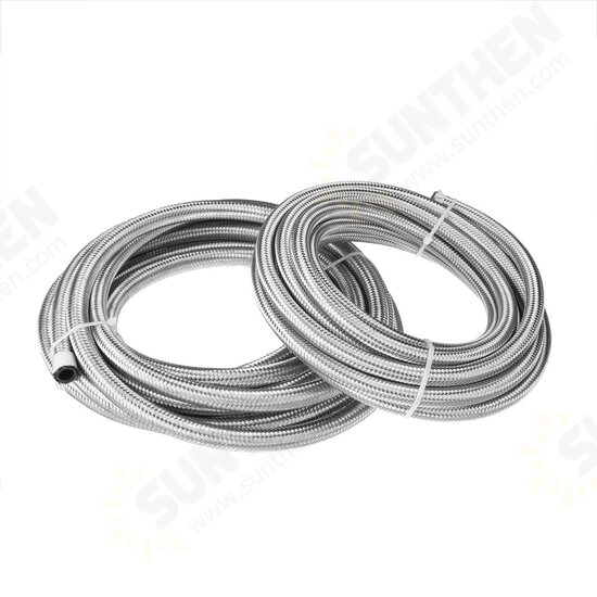 20FT AN6 AN8 Fuel Hose Oil Gas Line Nylon Stainless Steel Braided Silver Black