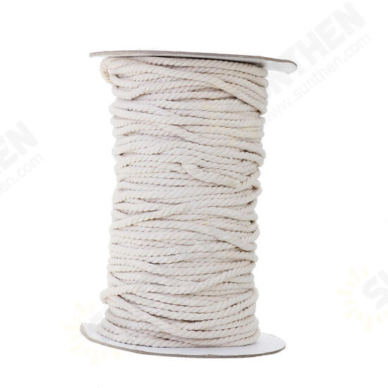 3/4/5/6mm Natural White Braided Wire Cotton Twisted Cord Rope DIY Craft Macrame String